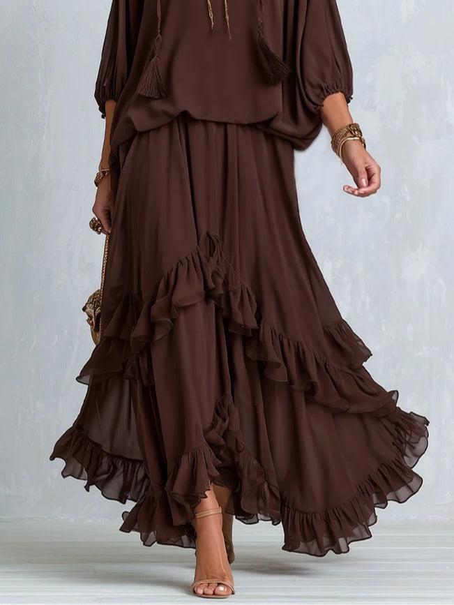Conjunto Falda de Chifón Bohemia con Volantes