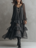 Vestido Maxi Transparente con Volantes por Capas