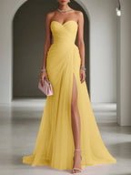 Ariadna | Long Party Dress with Draping and Side Slit