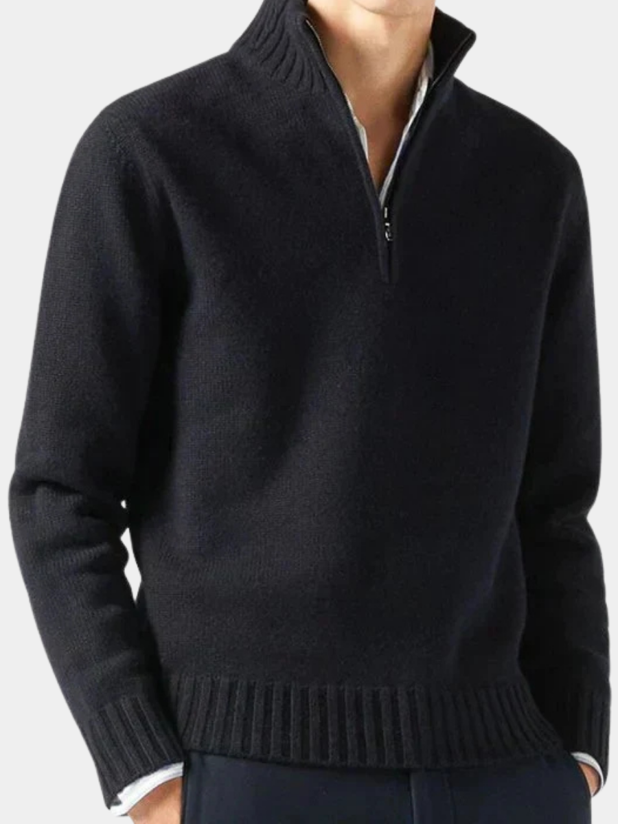Maglione in lana a collo alto con zip