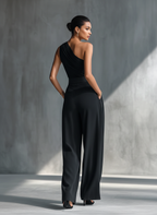 Pantalón ancho negro drapeado