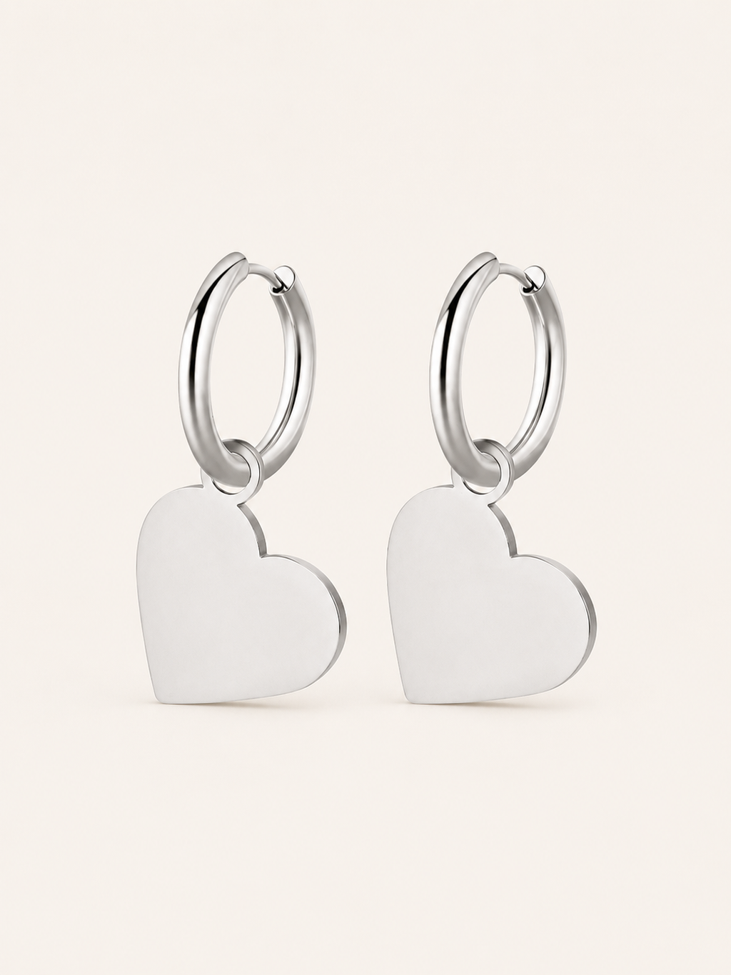 Beryl | Heart Hoop Earrings with Charm Detail