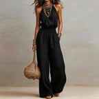 HALTER JUMPSUIT WITH FITTED WAIST