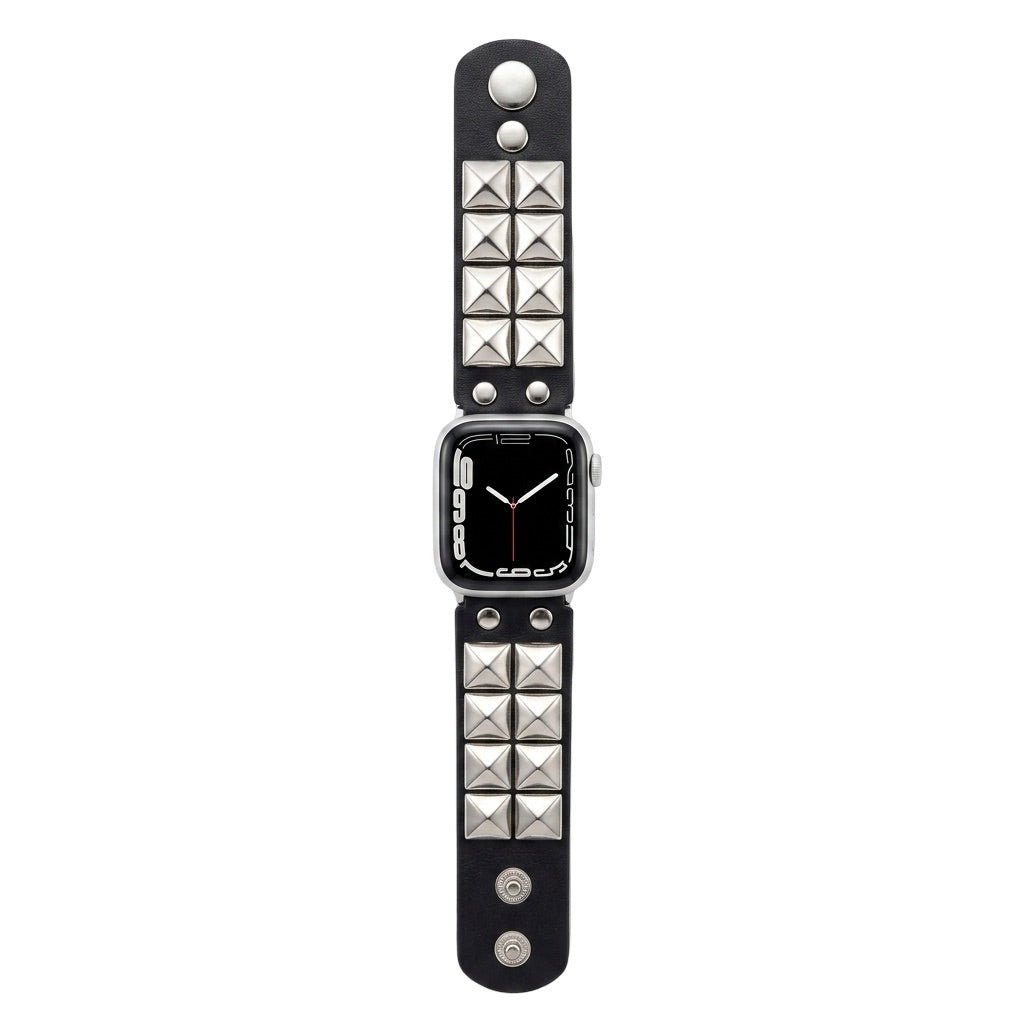 Pulsera de tachuelas para Apple Watch, diseño punk, detalles metálicos piramidales, modelo Kurt