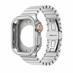 Correa de acero inoxidable con carcasa integral para Apple Watch, cierre mariposa seguro, estilo deportivo moderno, modelo Zedix
