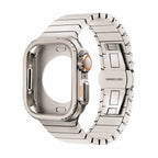 Correa de acero inoxidable con carcasa integral para Apple Watch, cierre mariposa seguro, estilo deportivo moderno, modelo Zedix