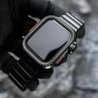 Correa de acero inoxidable con carcasa integral para Apple Watch, cierre mariposa seguro, estilo deportivo moderno, modelo Zedix