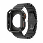 Correa de acero inoxidable con carcasa integral para Apple Watch, cierre mariposa seguro, estilo deportivo moderno, modelo Zedix