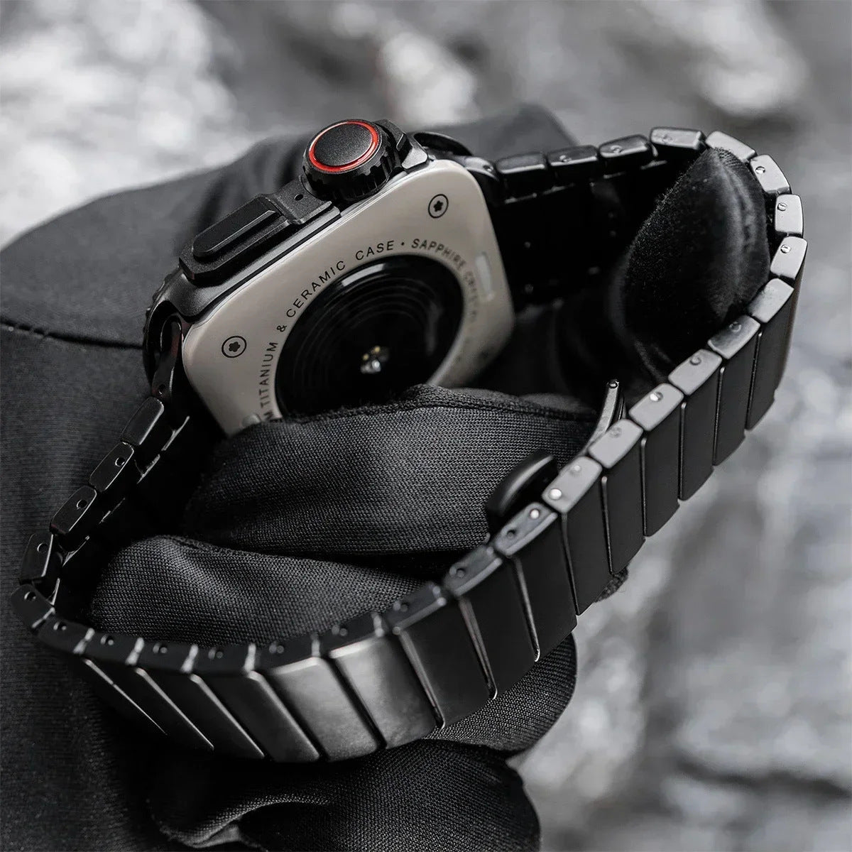Correa de acero inoxidable con carcasa integral para Apple Watch, cierre mariposa seguro, estilo deportivo moderno, modelo Zedix