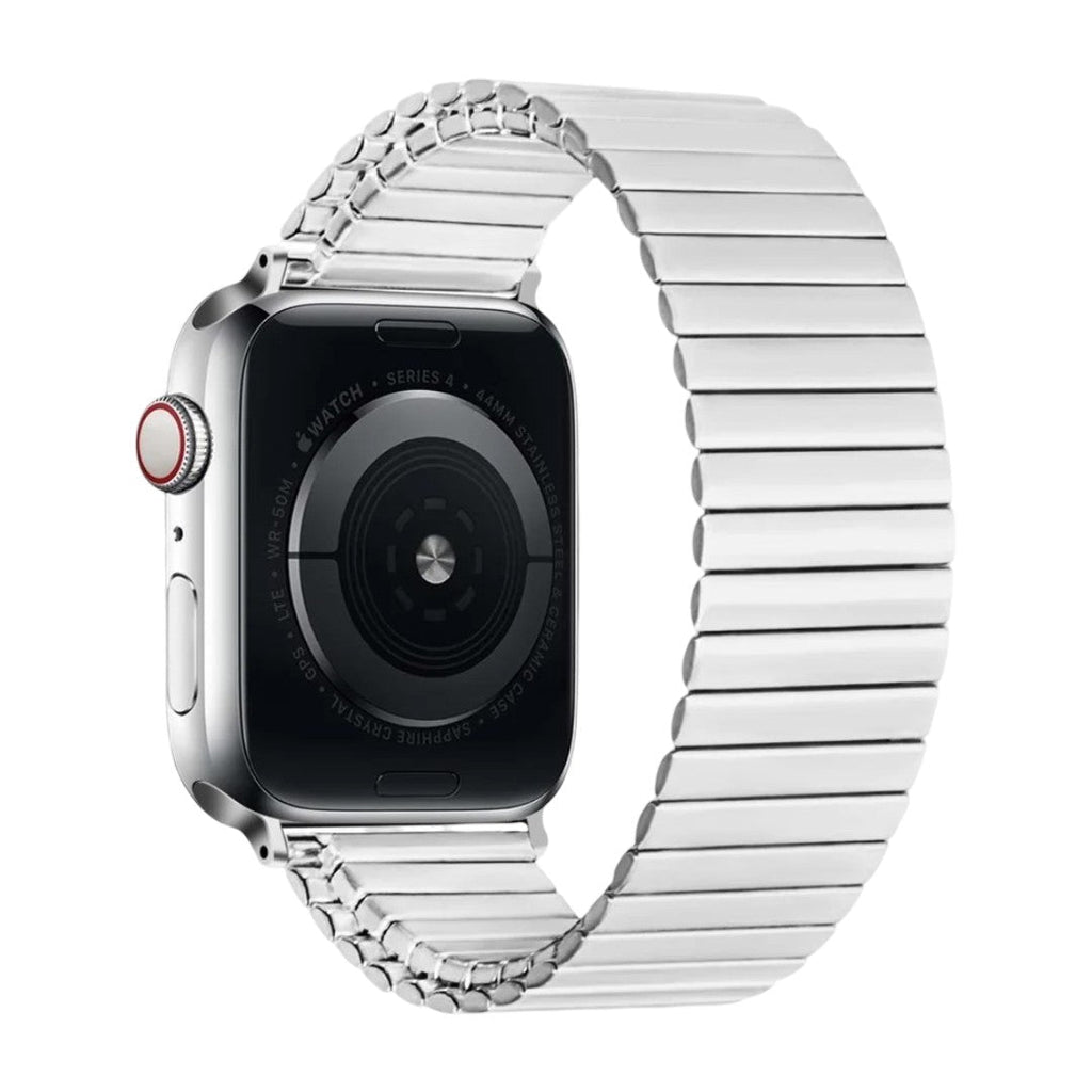 Correa Apple Watch de eslabones elásticos de acero inoxidable, diseño extensible, cómoda y sin cierre, modelo Tydia
