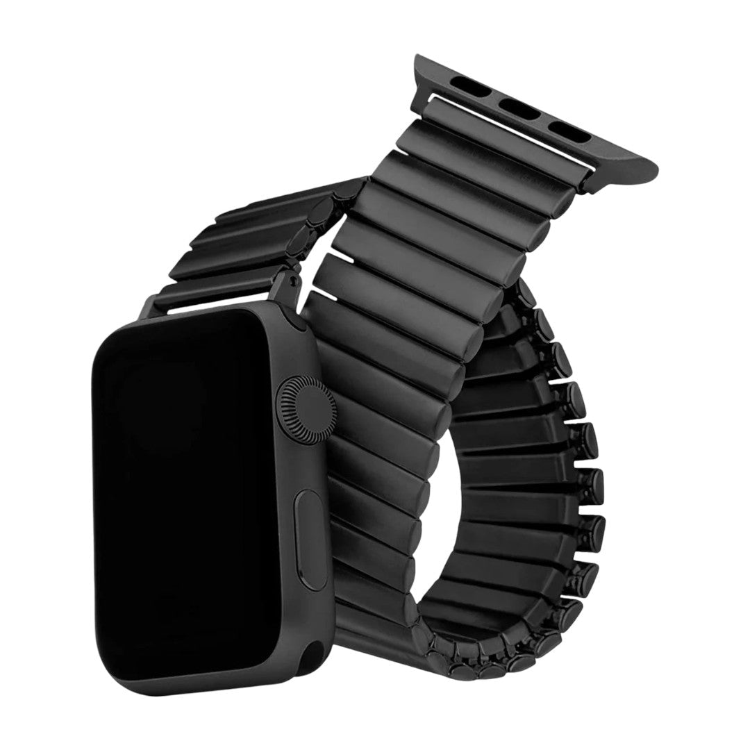 Correa Apple Watch de eslabones elásticos de acero inoxidable, diseño extensible, cómoda y sin cierre, modelo Tydia