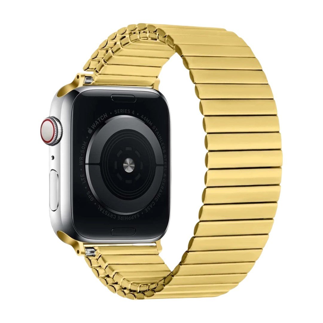 Correa Apple Watch de eslabones elásticos de acero inoxidable, diseño extensible, cómoda y sin cierre, modelo Tydia
