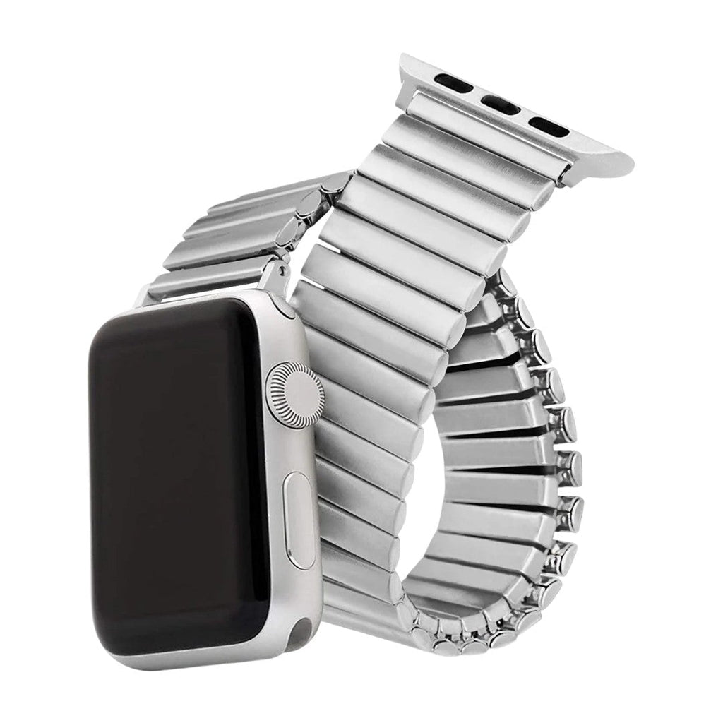 Correa Apple Watch de eslabones elásticos de acero inoxidable, diseño extensible, cómoda y sin cierre, modelo Tydia