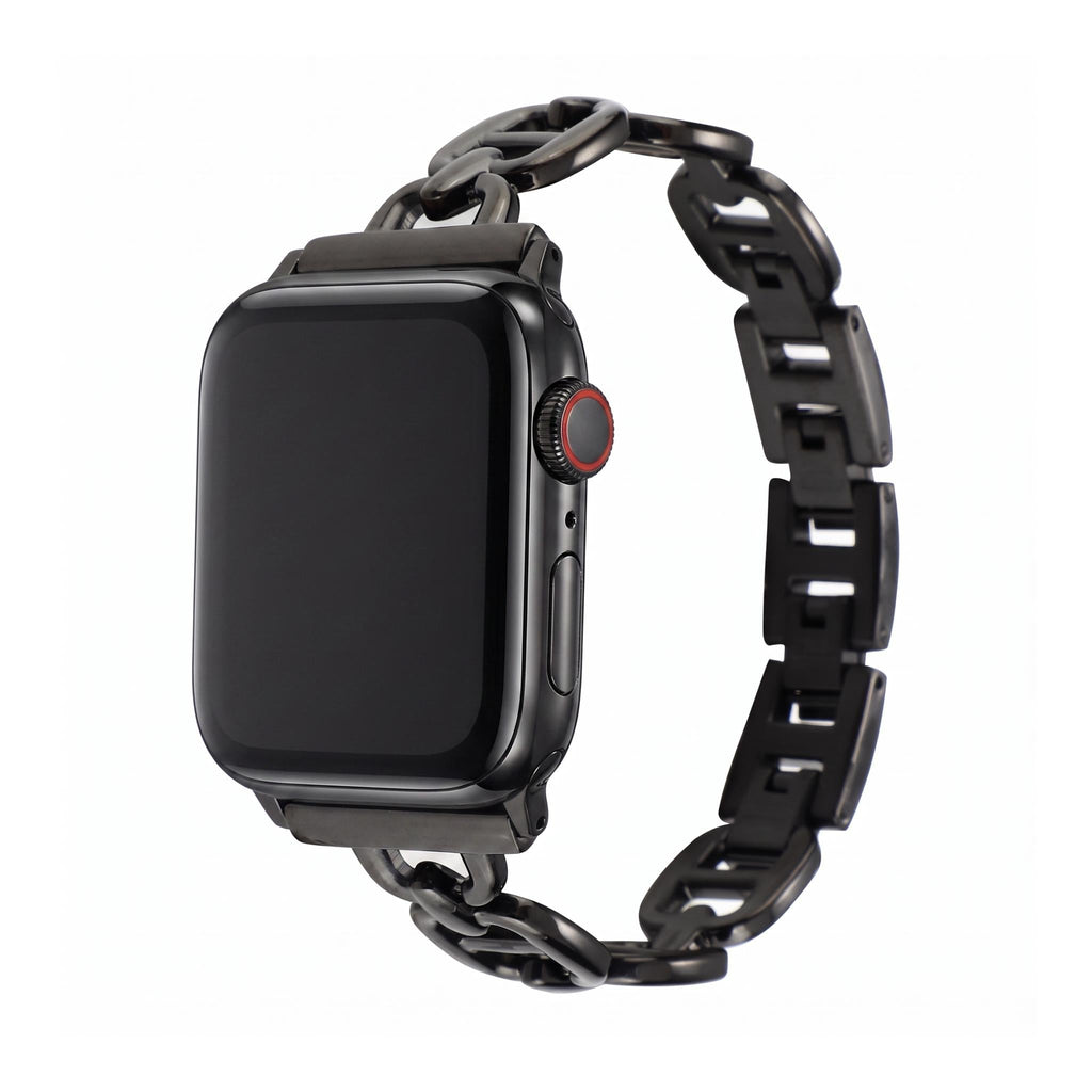 Pulsera de eslabones de acero inoxidable para Apple Watch, longitud ajustable sin herramientas, aspecto chic y luminoso, modelo Zurika