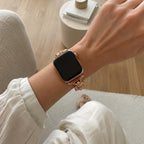 Pulsera de eslabones de acero inoxidable para Apple Watch, longitud ajustable sin herramientas, aspecto chic y luminoso, modelo Zurika