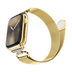 Correa Apple Watch de acero inoxidable, malla milanesa magnética, compatible con Apple Watch de 38 a 49 mm, acabado elegante con detalles de circonitas, modelo Élancia