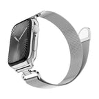 Correa Apple Watch de acero inoxidable, malla milanesa magnética, compatible con Apple Watch de 38 a 49 mm, acabado elegante con detalles de circonitas, modelo Élancia