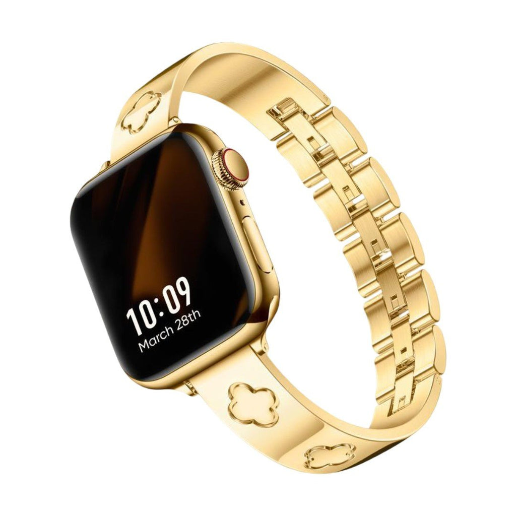 Correa Apple Watch de acero inoxidable con motivo de trébol, brazalete elegante para reloj inteligente Apple, modelo Tréfa