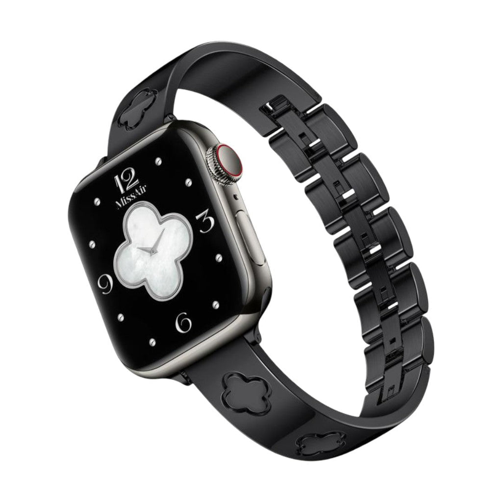 Correa Apple Watch de acero inoxidable con motivo de trébol, brazalete elegante para reloj inteligente Apple, modelo Tréfa