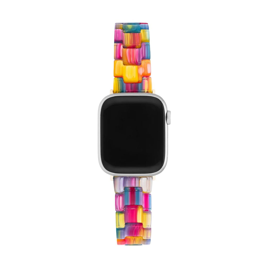 Correa Apple Watch arcoíris, para mujer, de resina multicolor, modelo Winx