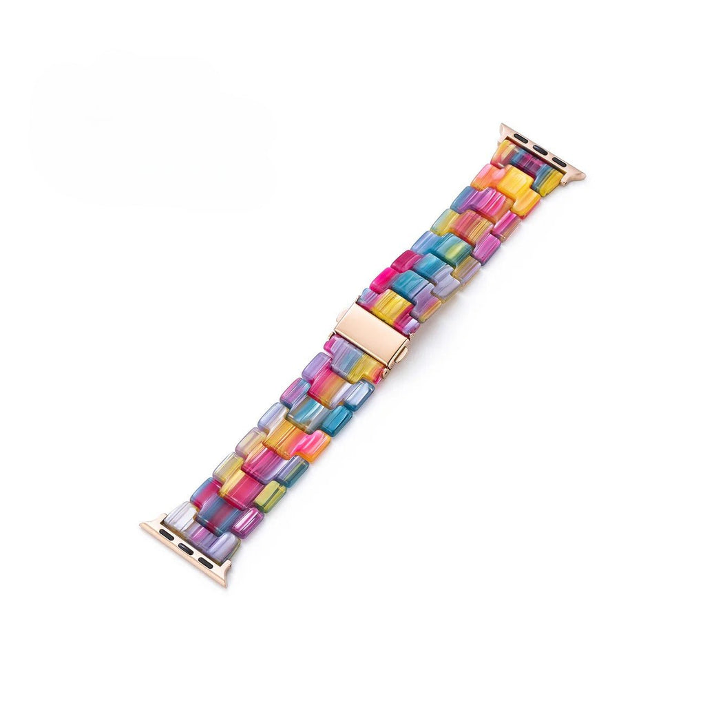 Correa Apple Watch arcoíris, para mujer, de resina multicolor, modelo Winx