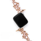 Correa floral para Apple Watch, flores metálicas y circonitas, cierre deslizante, modelo Filie