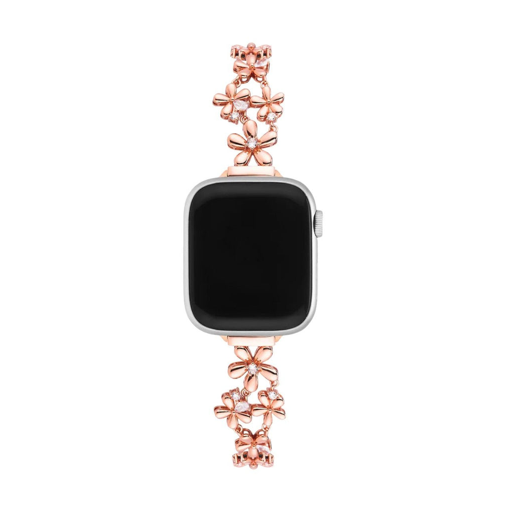 Correa floral para Apple Watch, flores metálicas y circonitas, cierre deslizante, modelo Filie