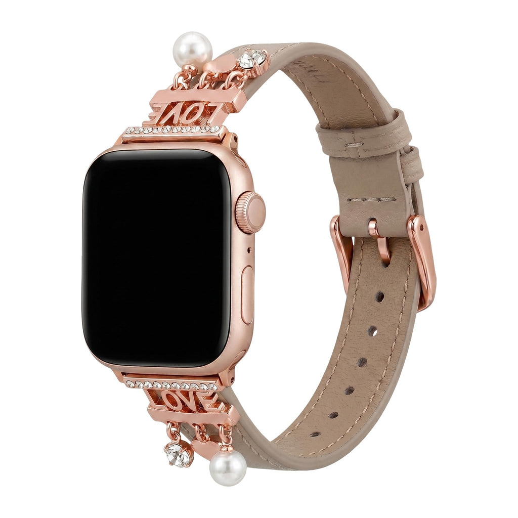 Correa Apple Watch chic con charms brillantes para un look radiante, amor y corazones, modelo Erdia