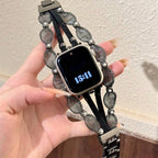 Correa Apple Watch chic, malla trenzada, perlas nacaradas, tiras brillantes, cierre a presión, modelo Darune
