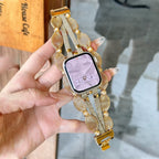 Correa Apple Watch chic, malla trenzada, perlas nacaradas, tiras brillantes, cierre a presión, modelo Darune