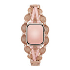 Correa Apple Watch chic, malla trenzada, perlas nacaradas, tiras brillantes, cierre a presión, modelo Darune