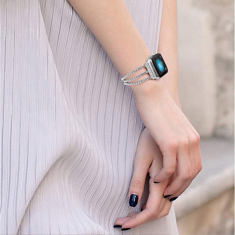 Correa Apple Watch, cristales brillantes, diseño refinado y cierre práctico, ideal para fiestas, modelo Kendja