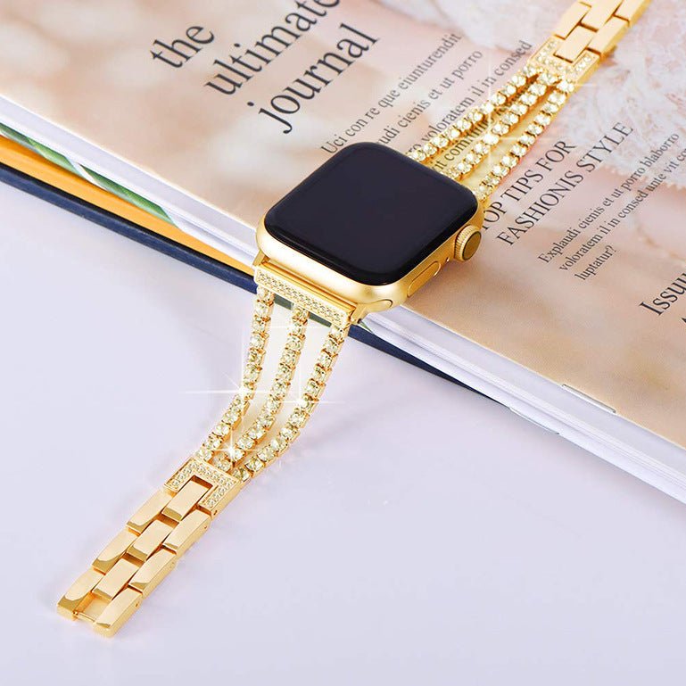 Correa Apple Watch, cristales brillantes, diseño refinado y cierre práctico, ideal para fiestas, modelo Kendja