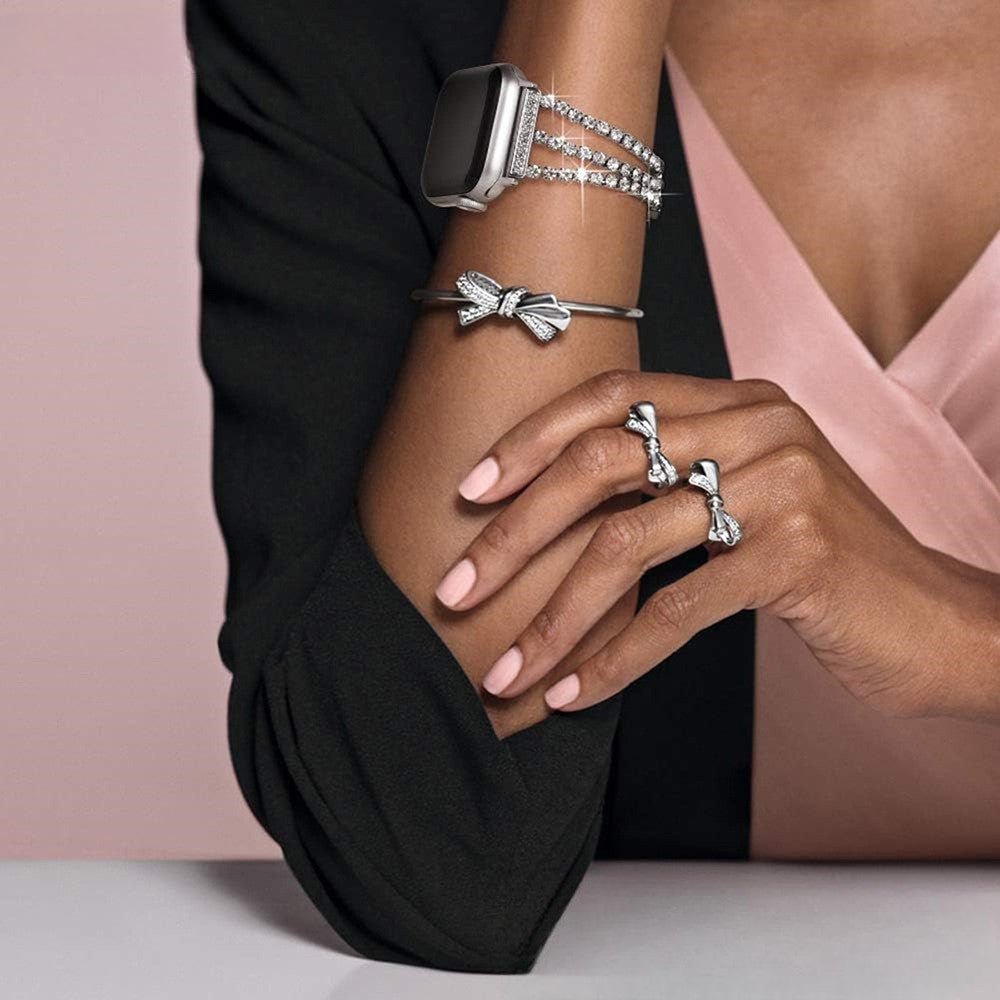 Correa Apple Watch, cristales brillantes, diseño refinado y cierre práctico, ideal para fiestas, modelo Kendja