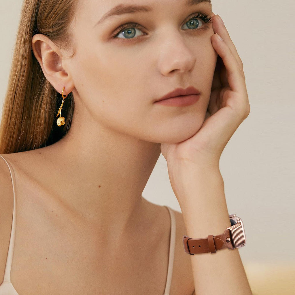 Correa Apple Watch de anillas metálicas, hebilla de espiga, para mujer, modelo Zenda