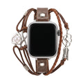 Correa Apple Watch de serraje para mujer, corazón infinito y flecha plateada, correa de reloj de serraje trenzado multicapa, modelo Wendie