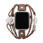 Correa Apple Watch de serraje para mujer, corazón infinito y flecha plateada, correa de reloj de serraje trenzado multicapa, modelo Wendie