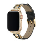 Correa Apple Watch de cuero premium con herradura brillante, ajustable, look cuidado, modelo Ustelle