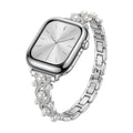 Correa Apple Watch decorativa, cadena elegante con perlas y detalles brillantes, joya de muñeca luminosa, modelo Laufey