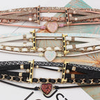 Correa Apple Watch decorativa para mujer, piel trenzada y piedra corazón efecto brillante, diseño original, modelo Welna