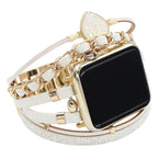 Correa Apple Watch decorativa para mujer, piel trenzada y piedra corazón efecto brillante, diseño original, modelo Welna
