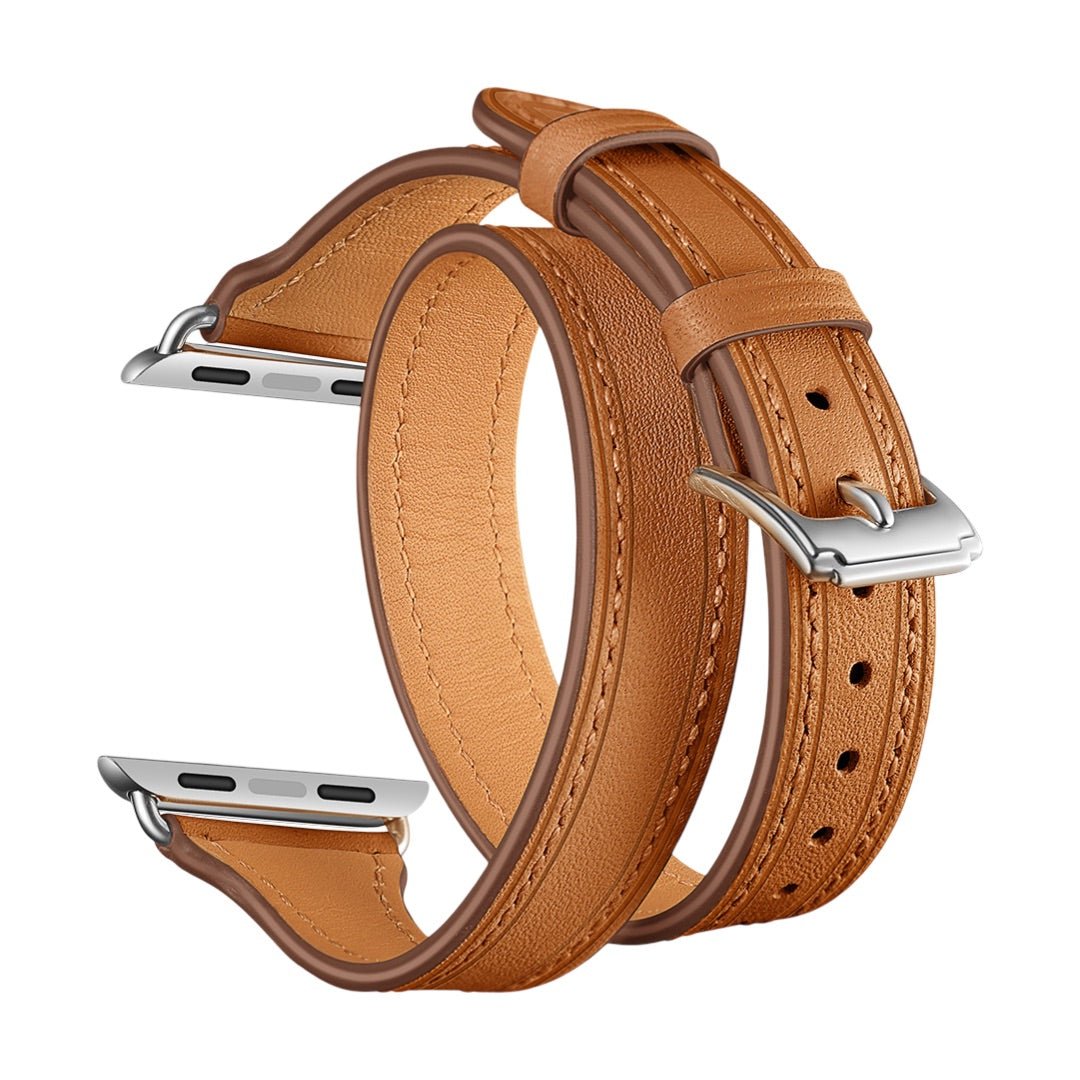 Correa de doble vuelta en cuero split para Apple Watch, compatible con todas las series de Apple Watch, look chic y con carácter, modelo Aphrodite