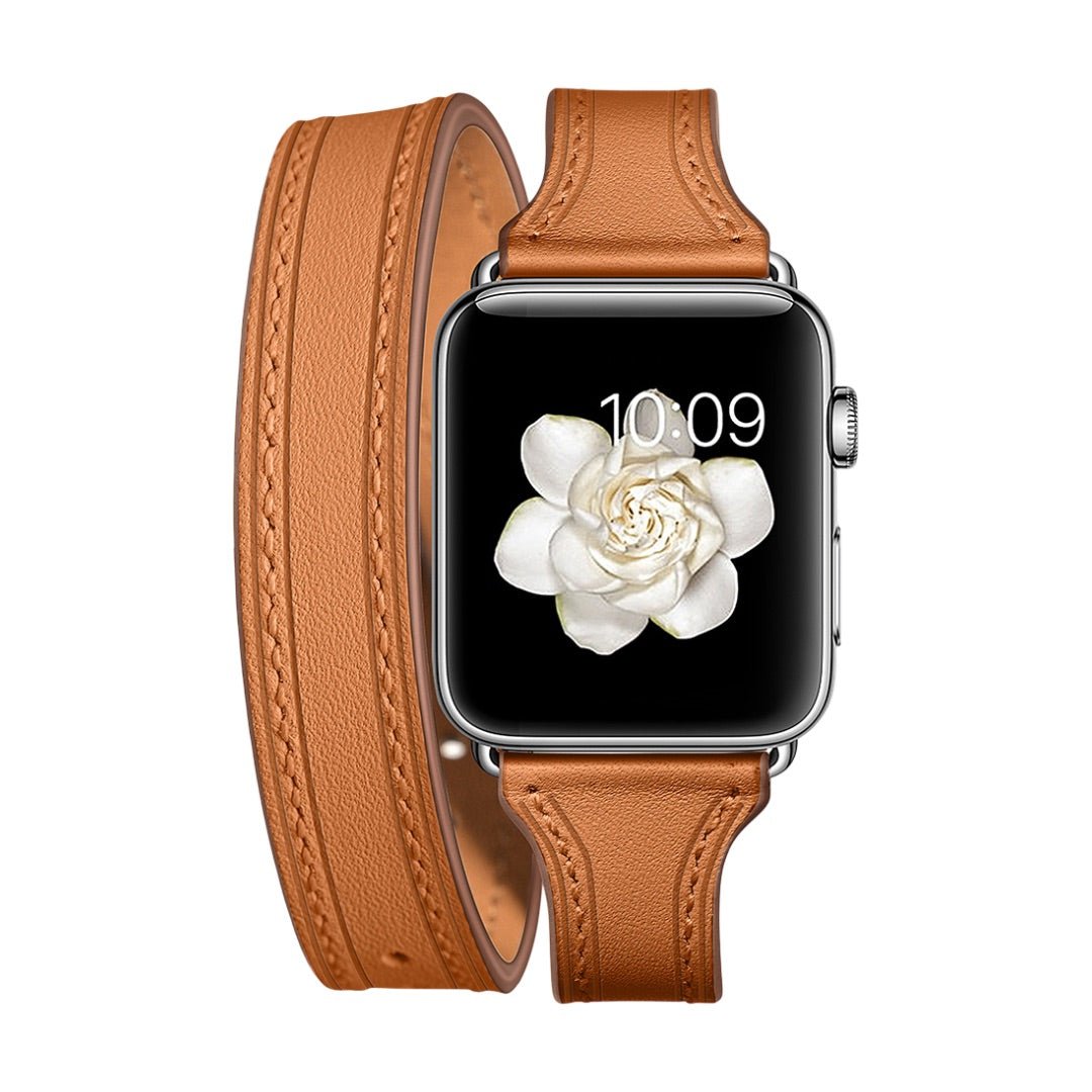 Correa de doble vuelta en cuero split para Apple Watch, compatible con todas las series de Apple Watch, look chic y con carácter, modelo Aphrodite