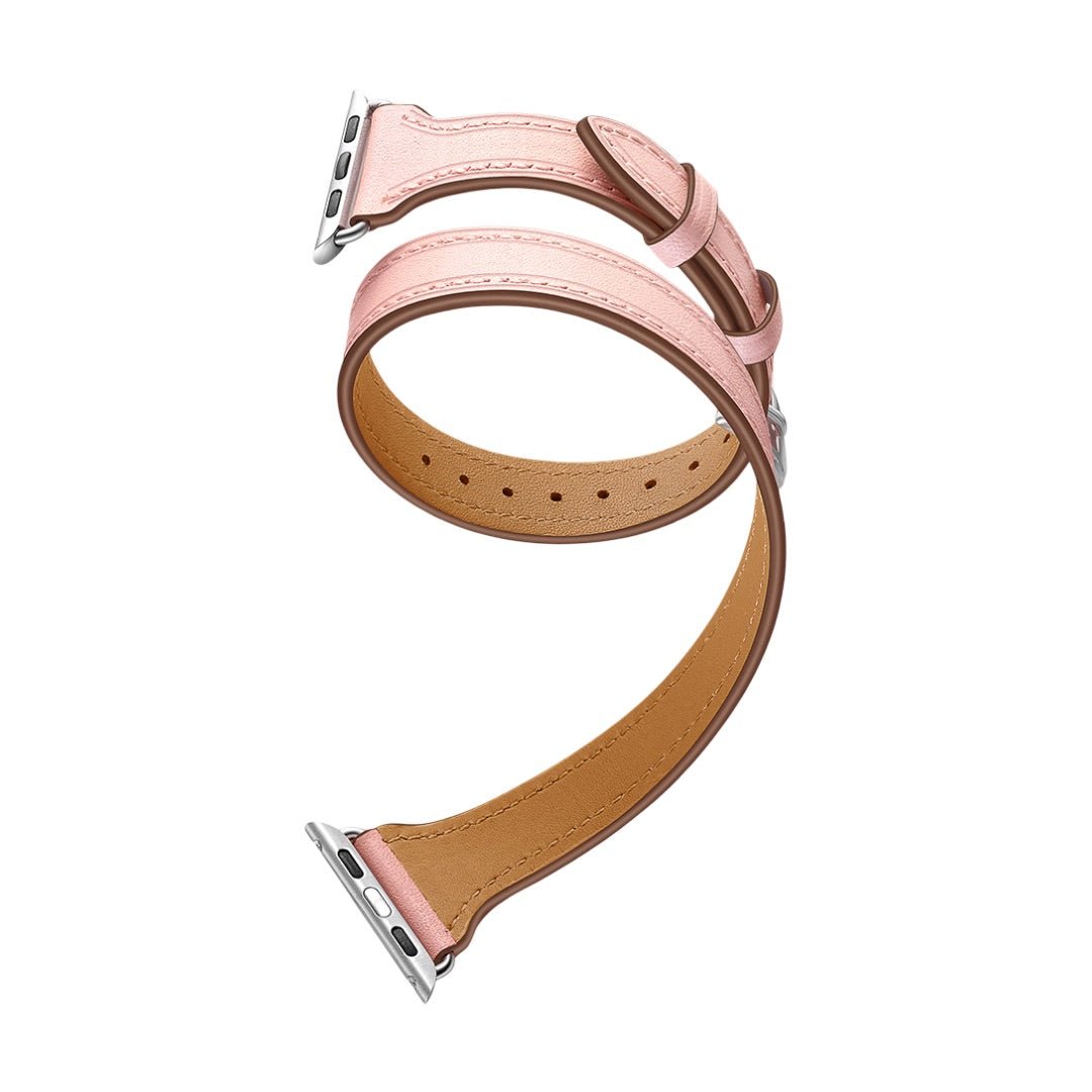 Correa de doble vuelta en cuero split para Apple Watch, compatible con todas las series de Apple Watch, look chic y con carácter, modelo Aphrodite