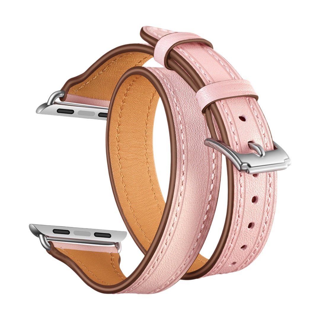 Correa de doble vuelta en cuero split para Apple Watch, compatible con todas las series de Apple Watch, look chic y con carácter, modelo Aphrodite