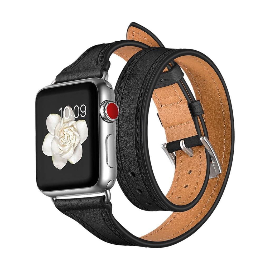 Correa de doble vuelta en cuero split para Apple Watch, compatible con todas las series de Apple Watch, look chic y con carácter, modelo Aphrodite