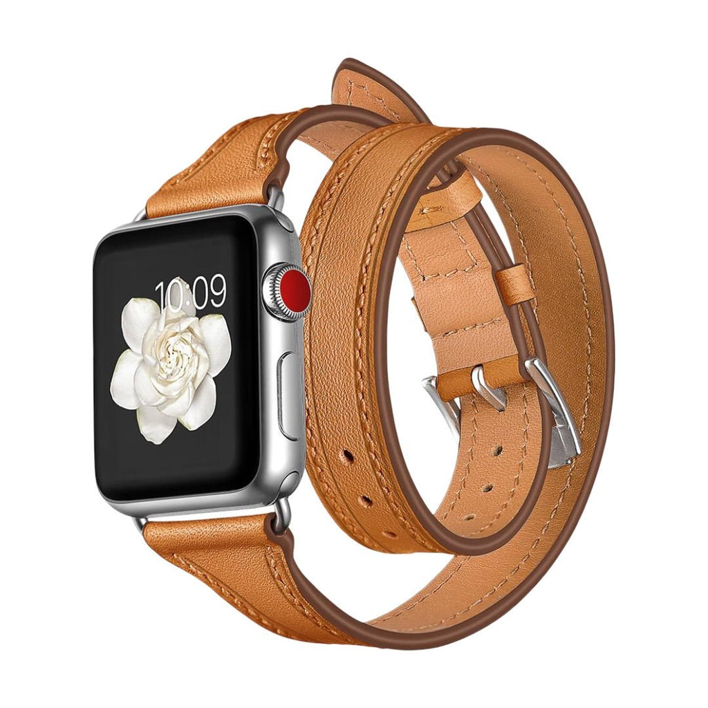 Correa de doble vuelta en cuero split para Apple Watch, compatible con todas las series de Apple Watch, look chic y con carácter, modelo Aphrodite
