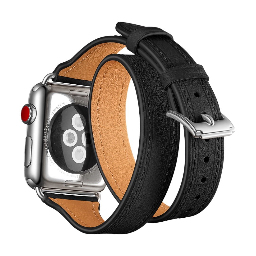 Correa de doble vuelta en cuero split para Apple Watch, compatible con todas las series de Apple Watch, look chic y con carácter, modelo Aphrodite