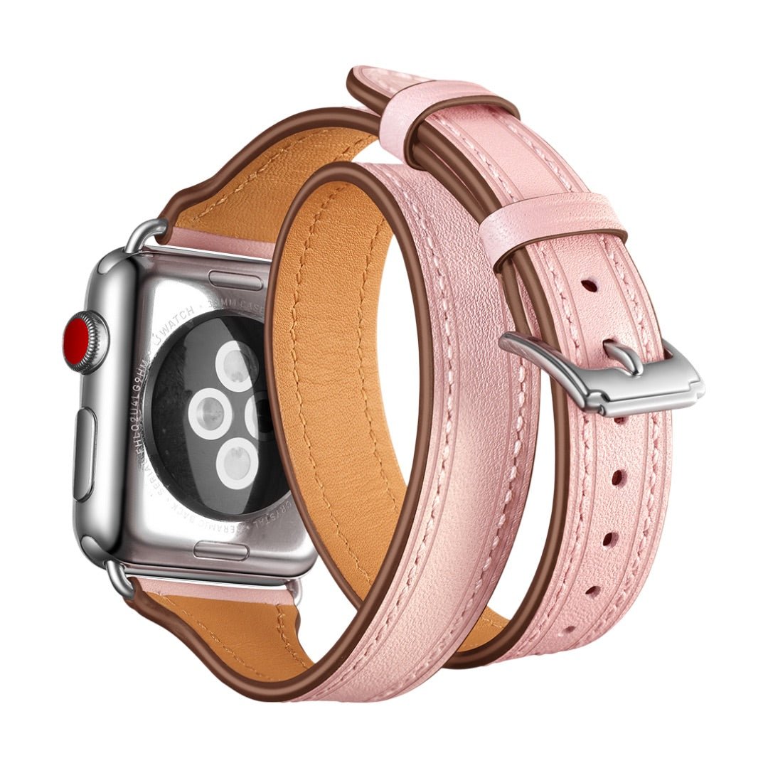 Correa de doble vuelta en cuero split para Apple Watch, compatible con todas las series de Apple Watch, look chic y con carácter, modelo Aphrodite