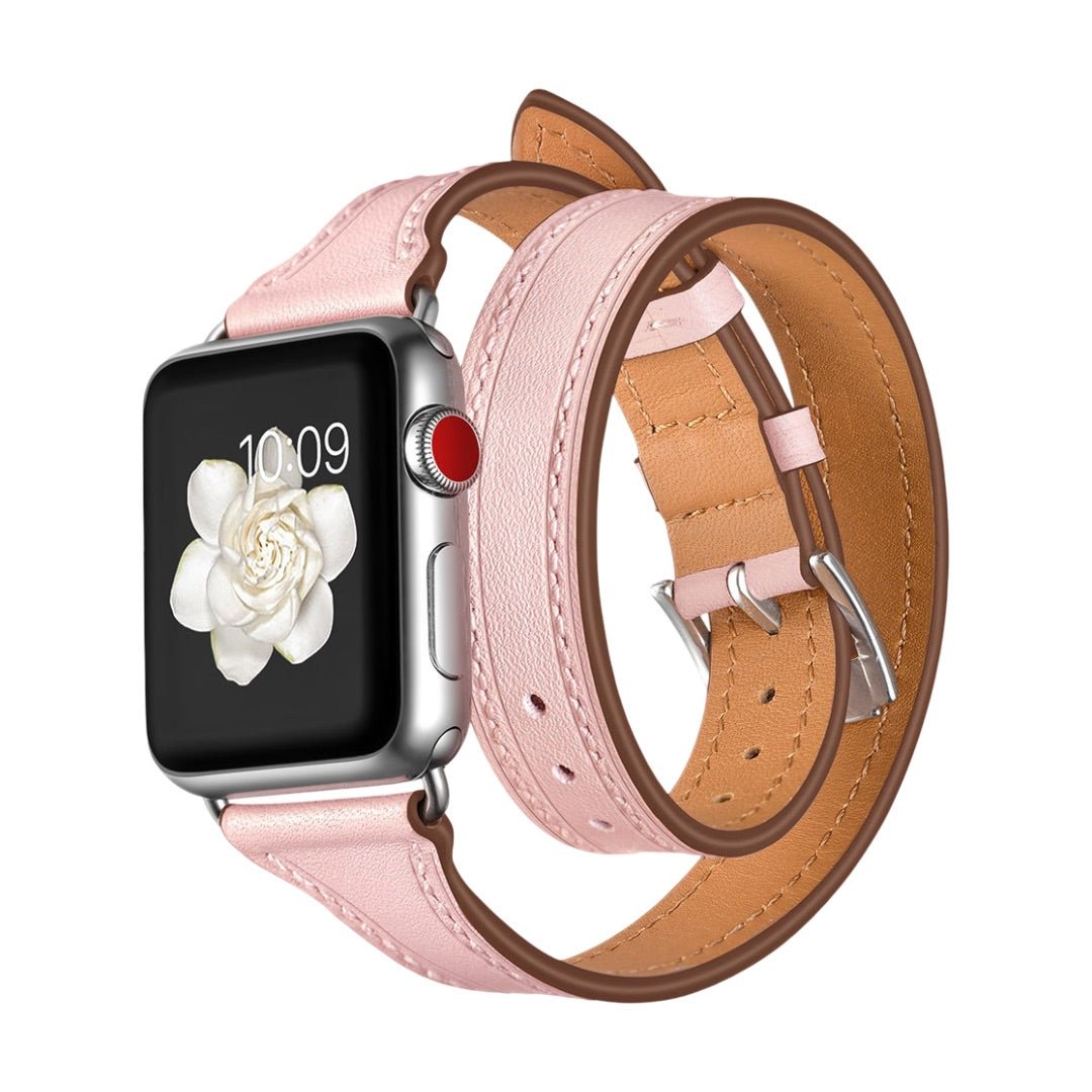 Correa de doble vuelta en cuero split para Apple Watch, compatible con todas las series de Apple Watch, look chic y con carácter, modelo Aphrodite